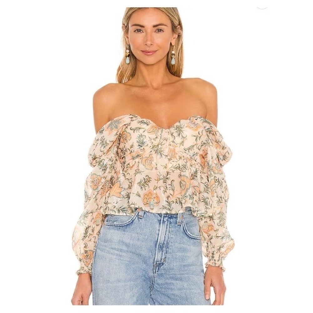 House of Harlow x REVOLVE Burna Blouse Womens Small Bustier Top Cottagecore